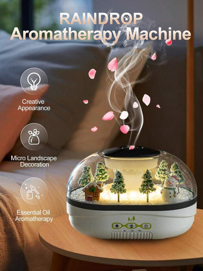 Raindrop Aroma Diffuser Humidifier with Mini Landscape Light